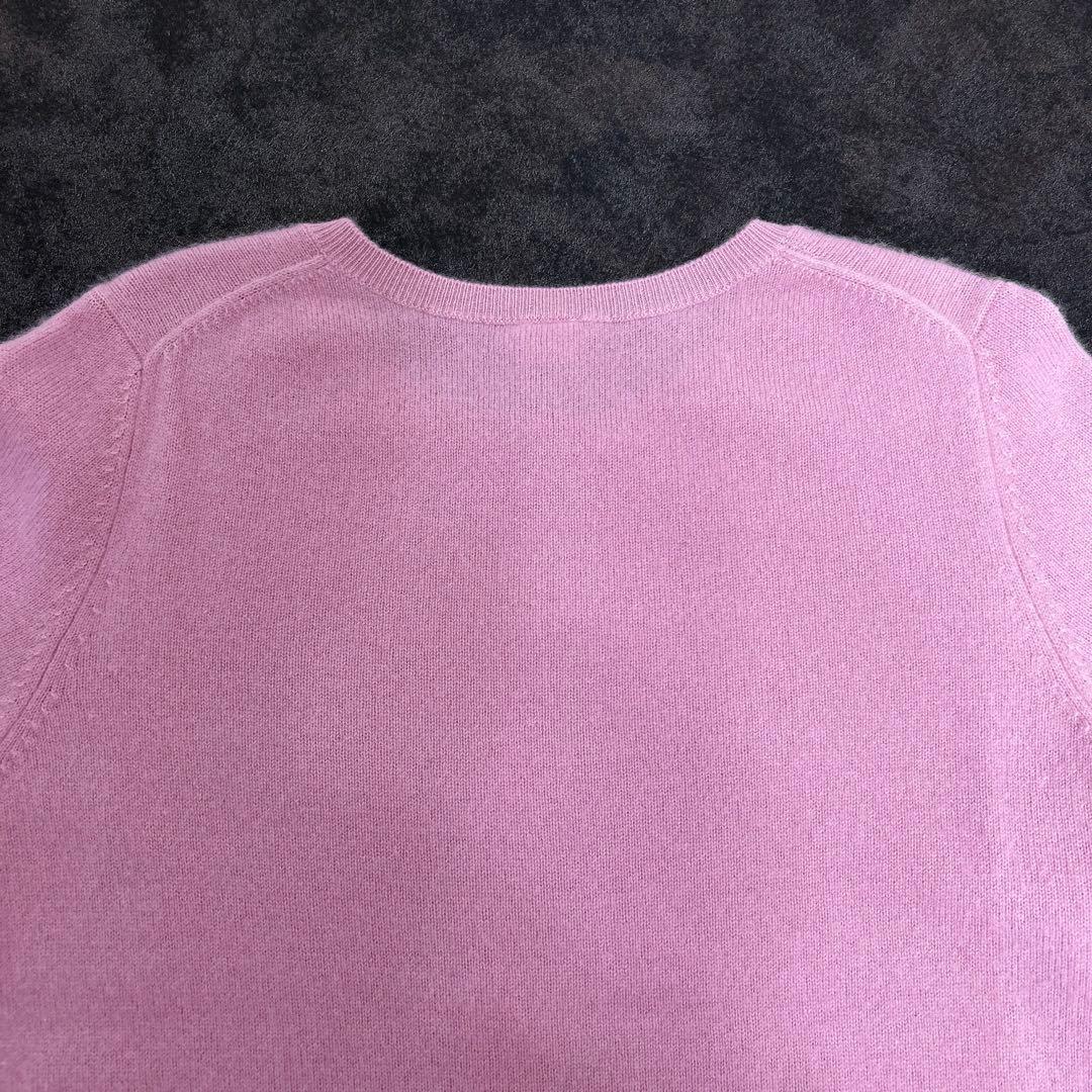 カシミヤ100% ピンク グレー 長袖カーディガン