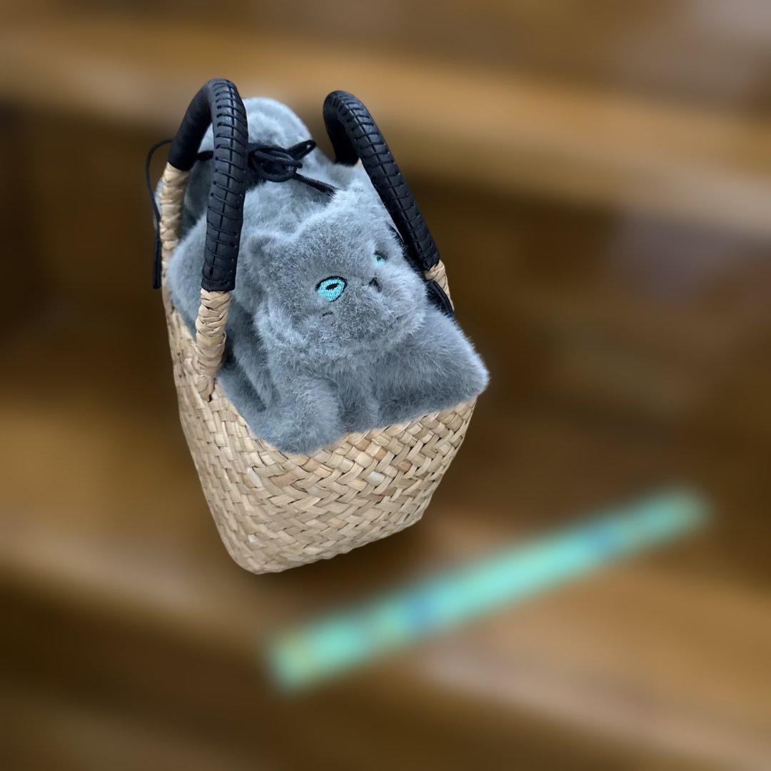 HAYNI ねこのバッグ ベージュ グレー ファー KEROよん