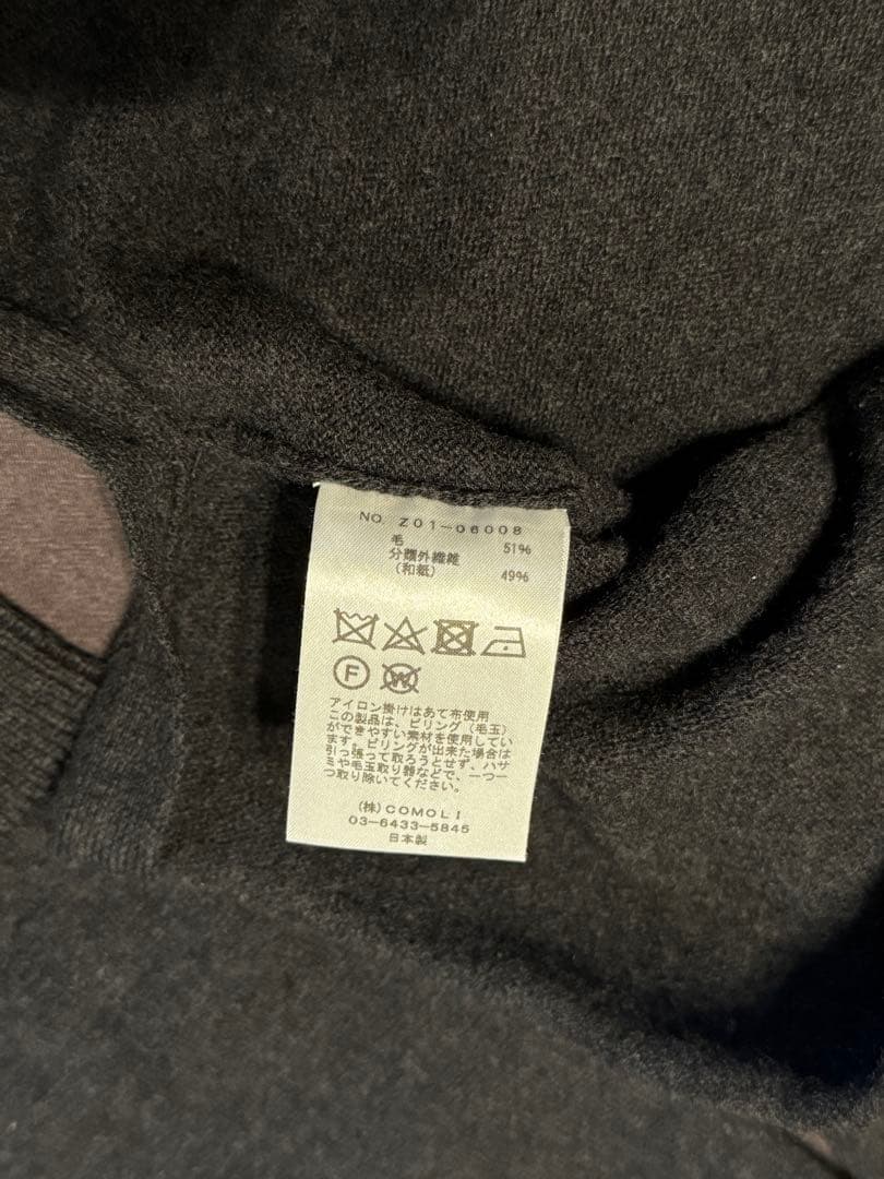 COMOLI ウール 和紙 コモリ ニット FREE CHARCOAL