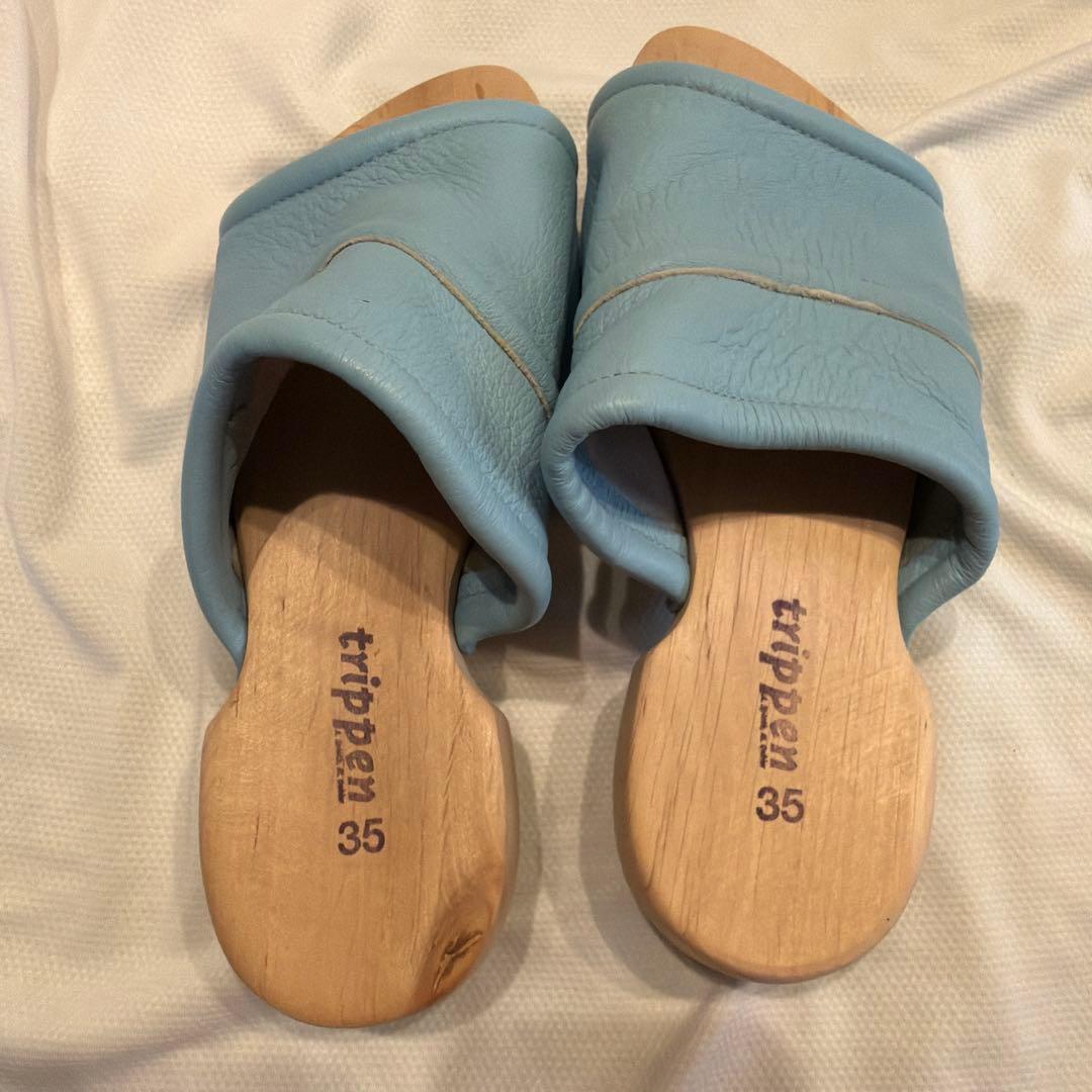 trippen 水色 レザーサンダル 35