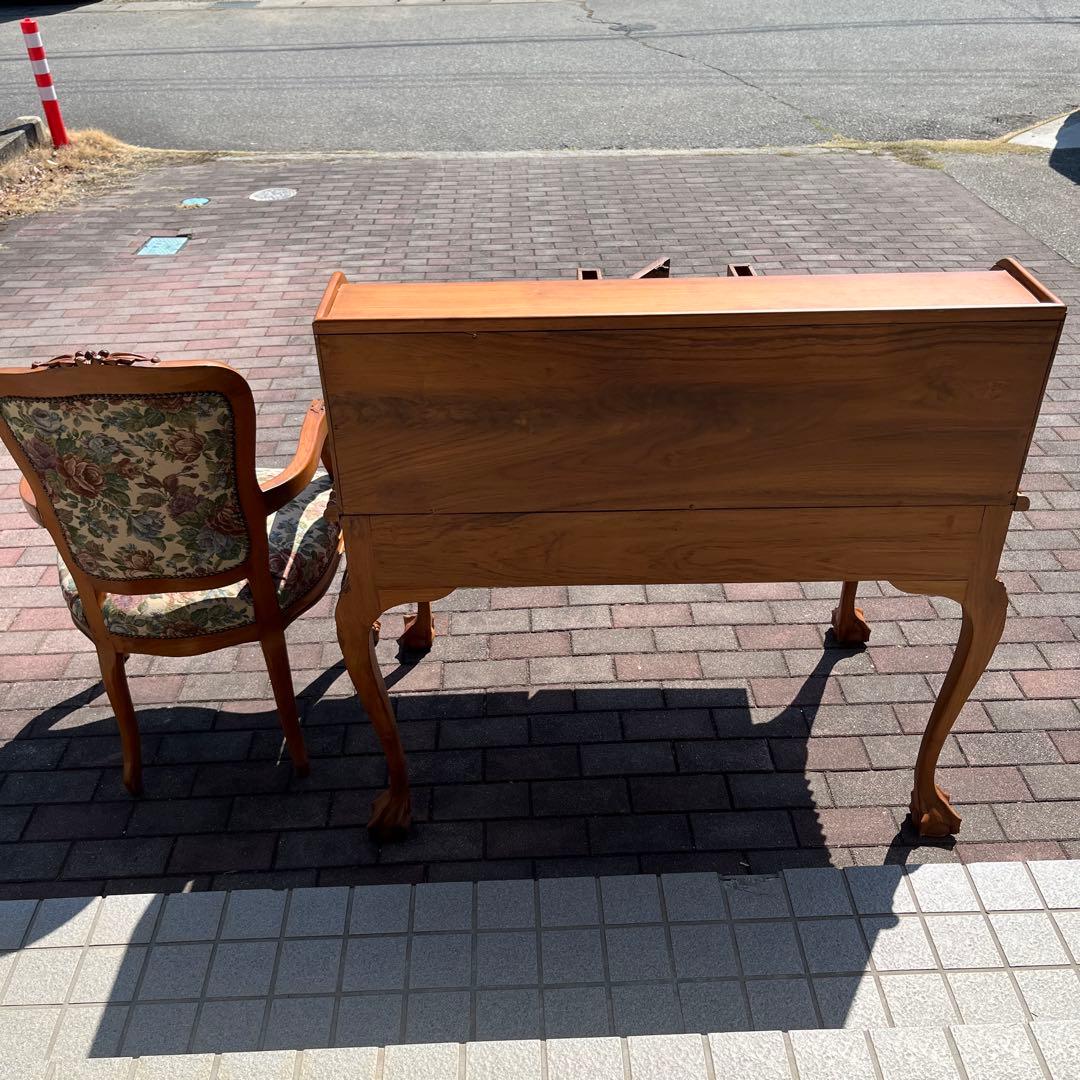 高級 ヨーロッパ アンティーク 猫脚 書斎机 ビンテージ 木製机 豪華 ロココ調