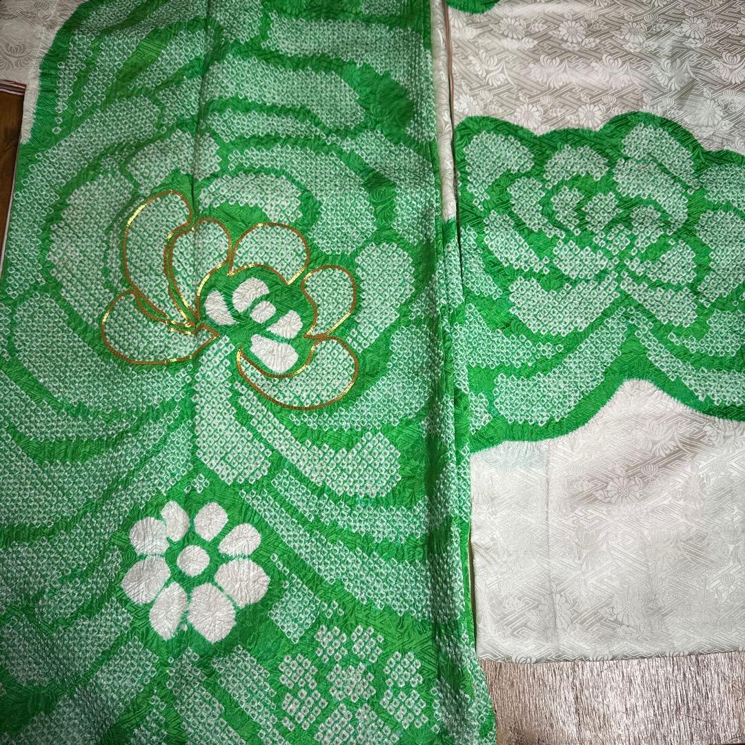 七五三　7歳　正絹絞り着物　袋帯　小物セット　 比翼仕立て着物　18ー1