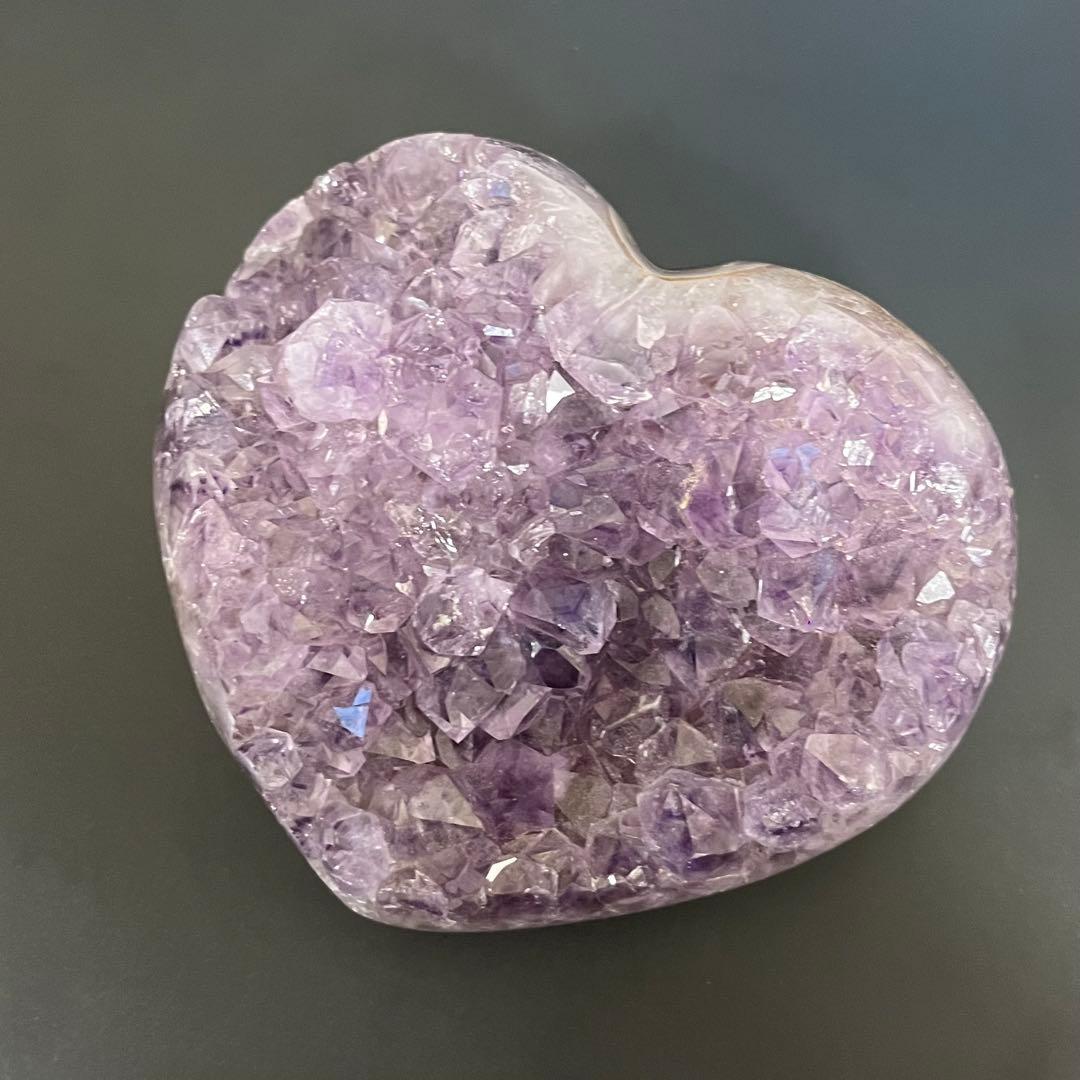 【天然石】レア★アメジスト　ハート　クラスター　母岩なし　ノーセメント
