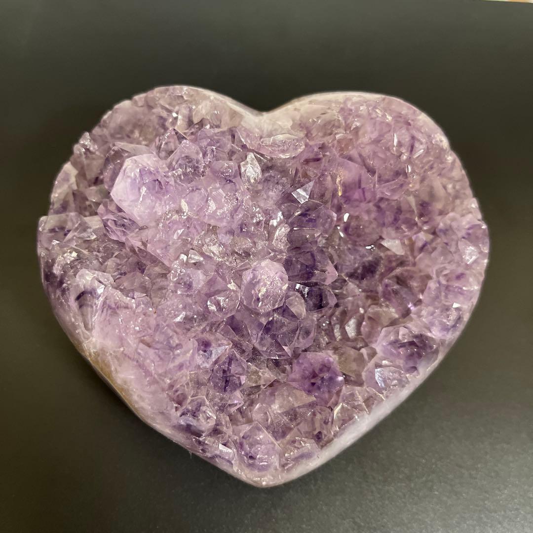 【天然石】レア★アメジスト　ハート　クラスター　母岩なし　ノーセメント
