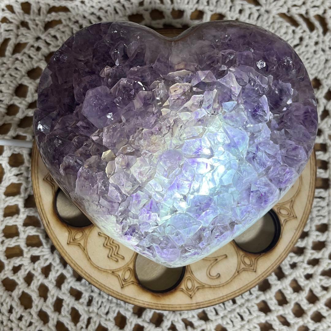 【天然石】レア★アメジスト　ハート　クラスター　母岩なし　ノーセメント