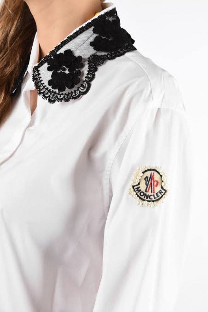 Monclerモンクレール シモーネロシャ パールロゴ レース オーバーシャツS