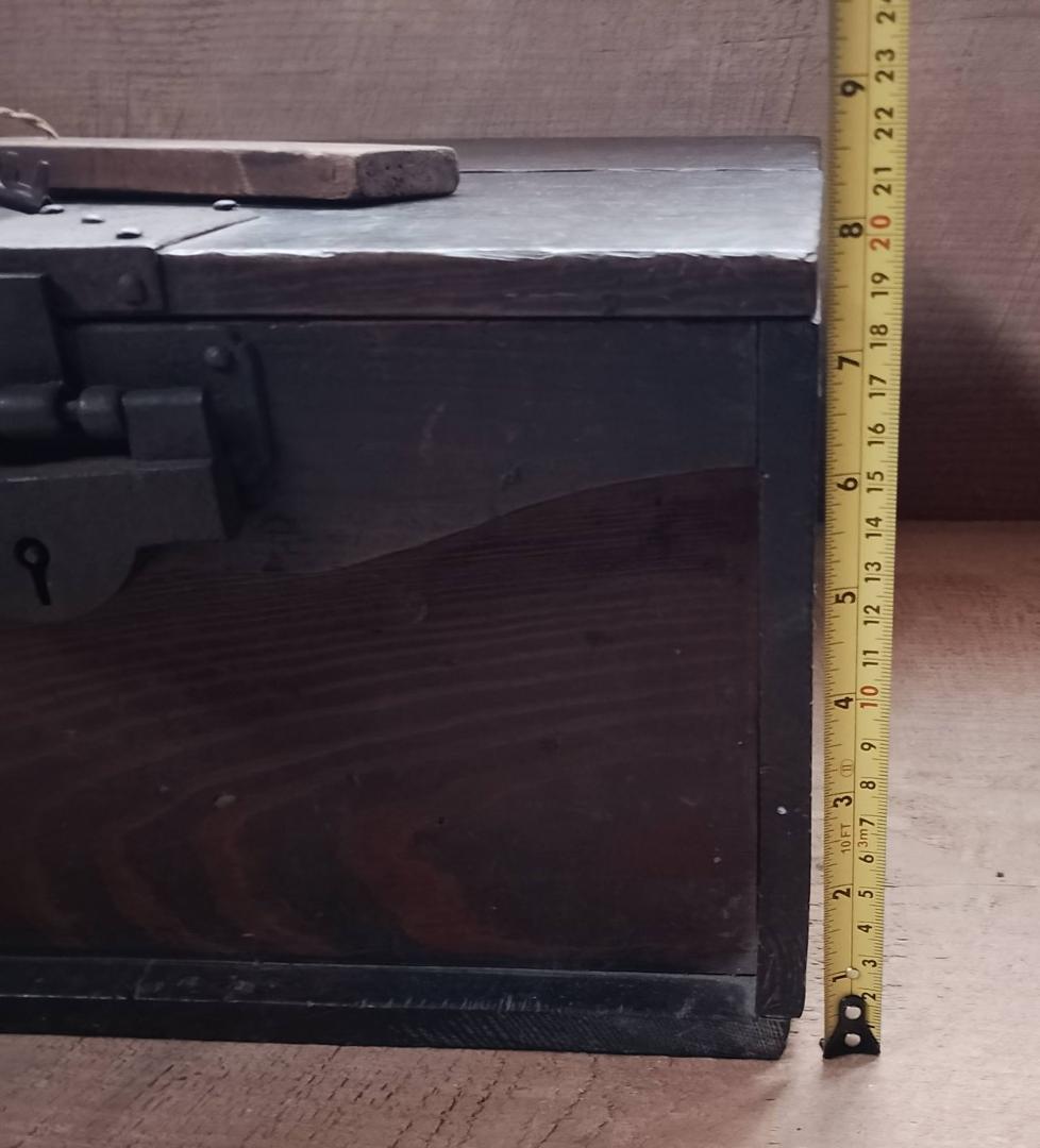 【希少・時代物】銭箱 鍵・木札付き 江戸〜明治期 骨董 古道具 アンティーク