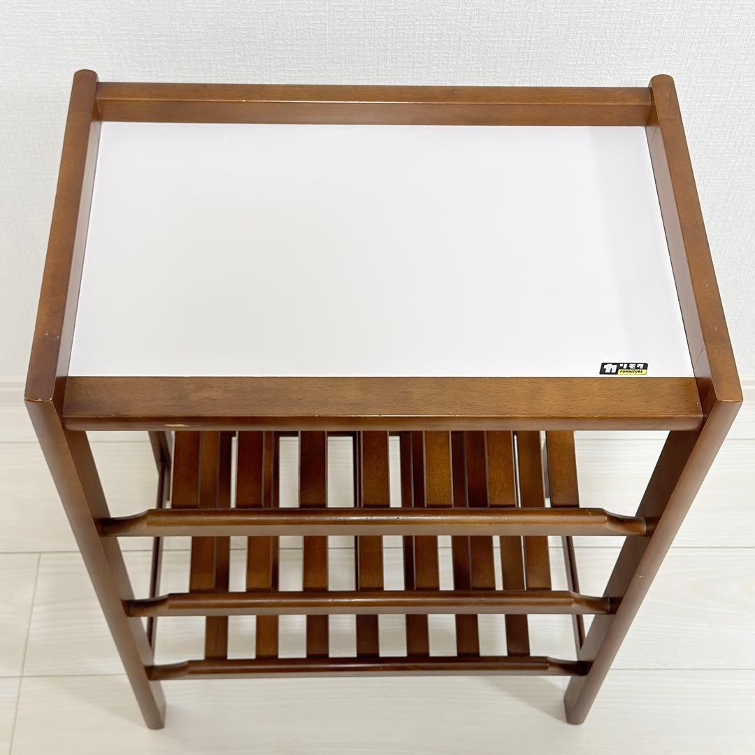 オールドカリモク 木製 3段ラック マガジンラック 飾り棚 収納棚 本棚ブラウン