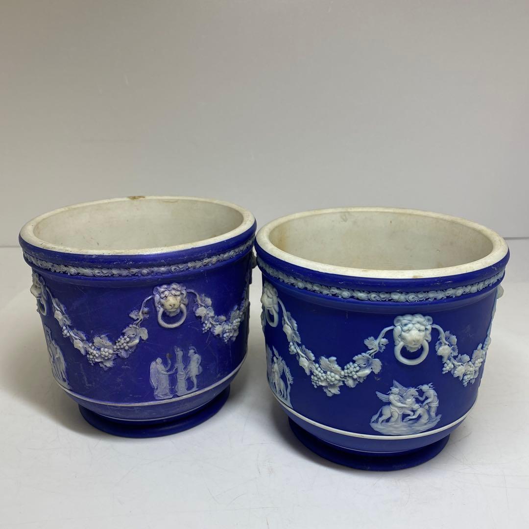 ウェッジウッドジャスパー フラワーポッド 鉢2個 幅約13cm東R8-0213①