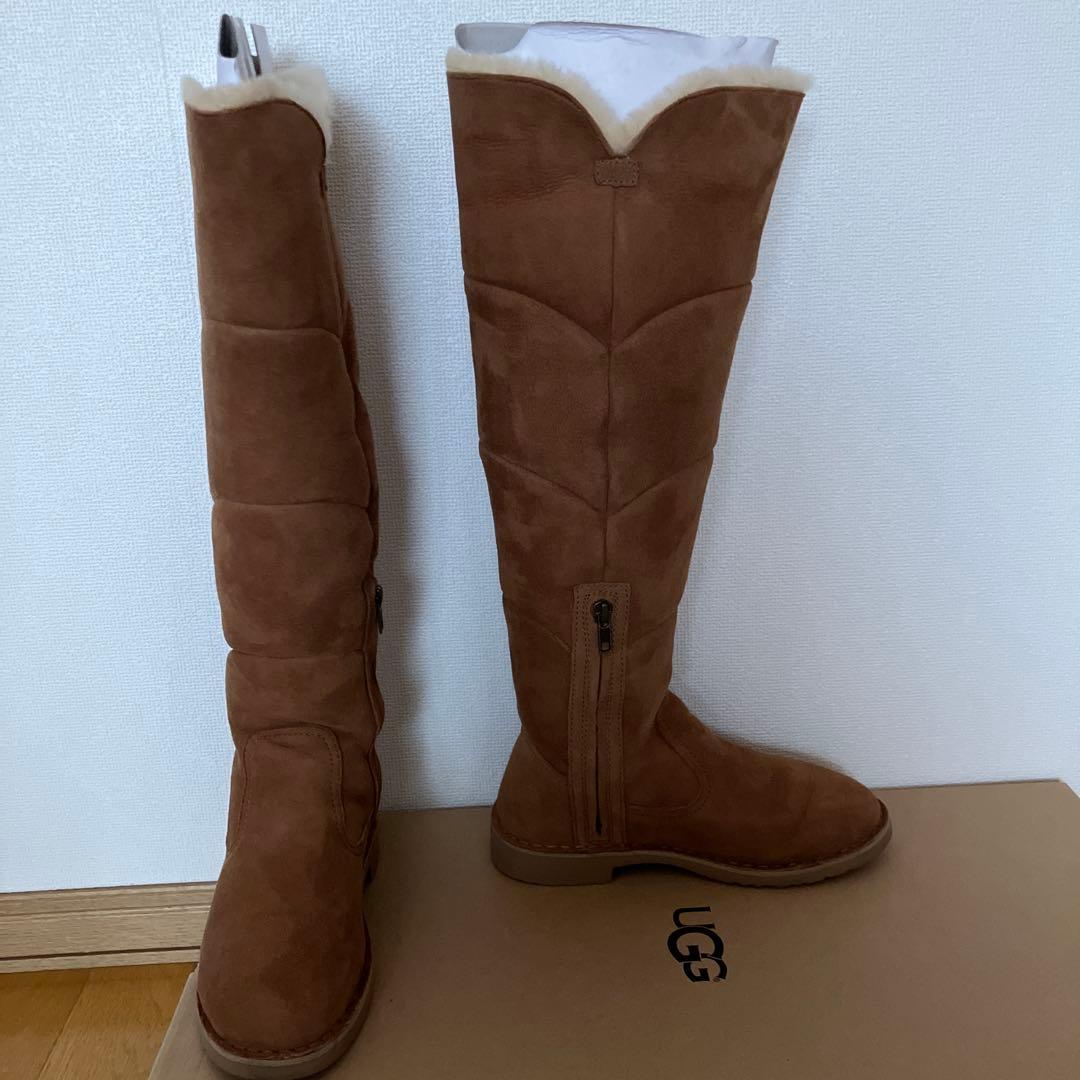 UGG ブラウン ロングブーツ ニーハイ　ファー付き　美品
