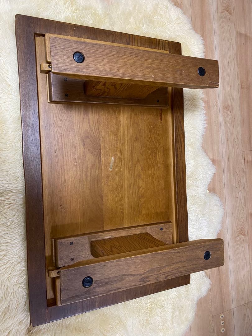 木製ナチュラルウッドテーブル 高さ調整可能