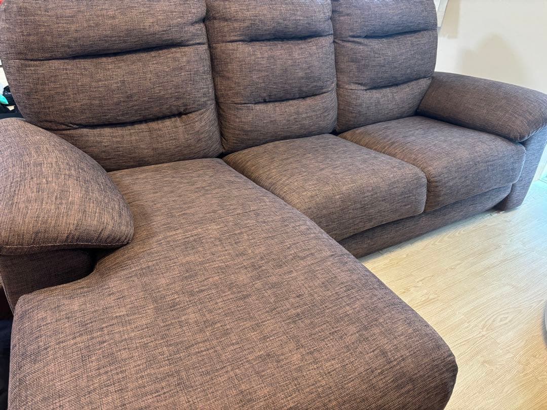 ブラウン 3人掛けカウチソファ