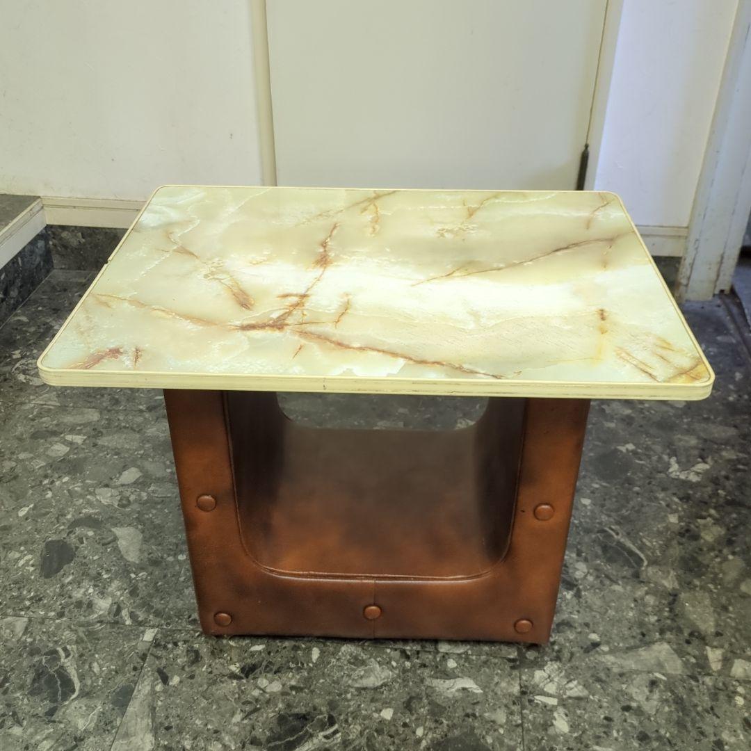 昭和レトロポップテーブル　ローテーブル　スペースエイジ　大理石柄テーブル