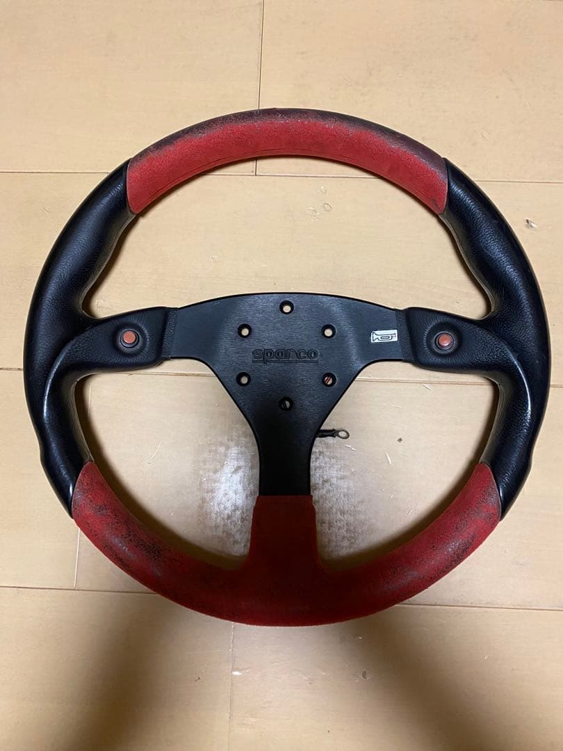 Sparco スポーツステアリング 黒/赤