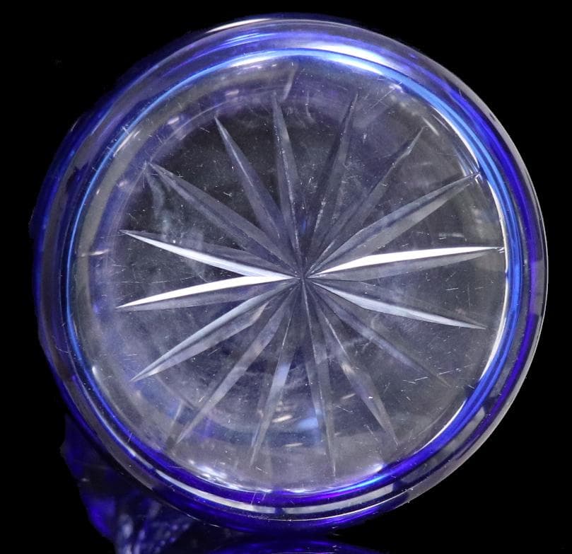 オールド・バカラ 31cm ディアマン・ピエーリー ブルー被せ装飾 大型花瓶