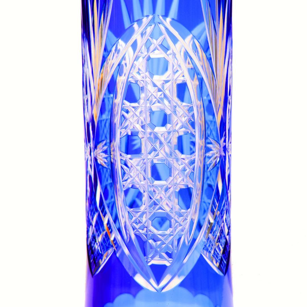 オールド・バカラ 31cm ディアマン・ピエーリー ブルー被せ装飾 大型花瓶