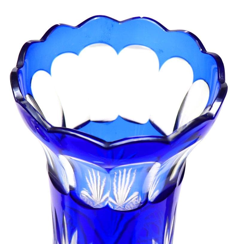 オールド・バカラ 31cm ディアマン・ピエーリー ブルー被せ装飾 大型花瓶