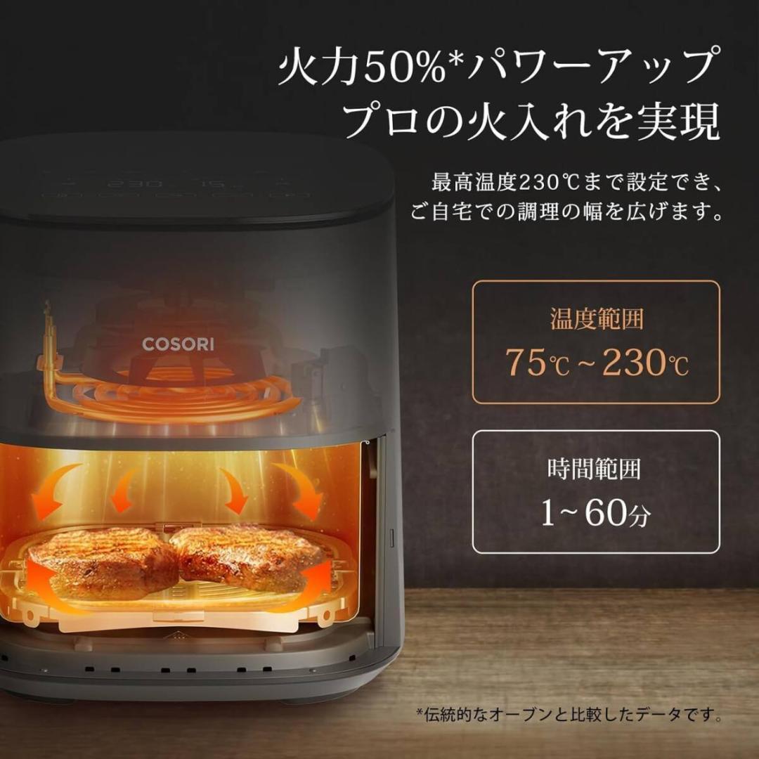 COSORI ノンフライヤー 4.7L グレー CAF-L501-KJP新品