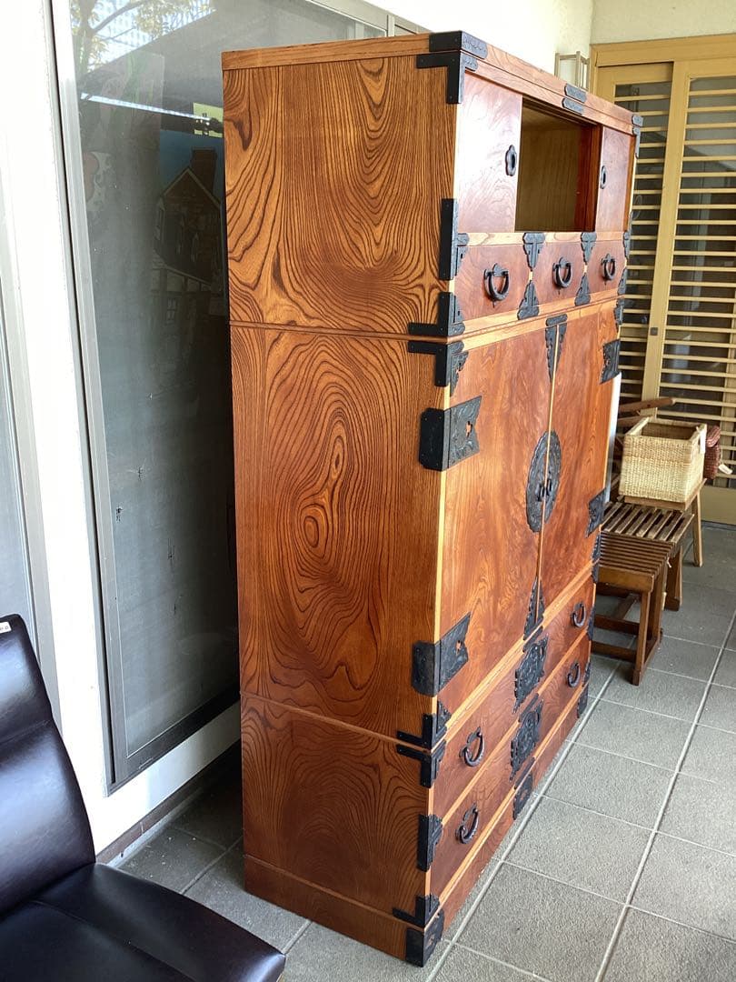 時代箪笥　民芸箪笥　装飾金具　和箪笥　欅　整理箪笥