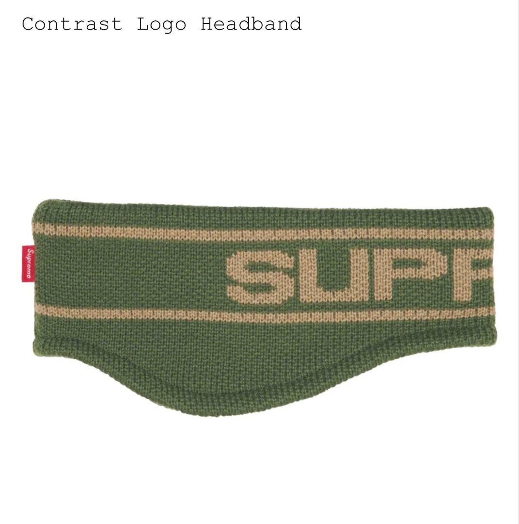 アクセサリー Supreme Contrast Logo Headband Olive