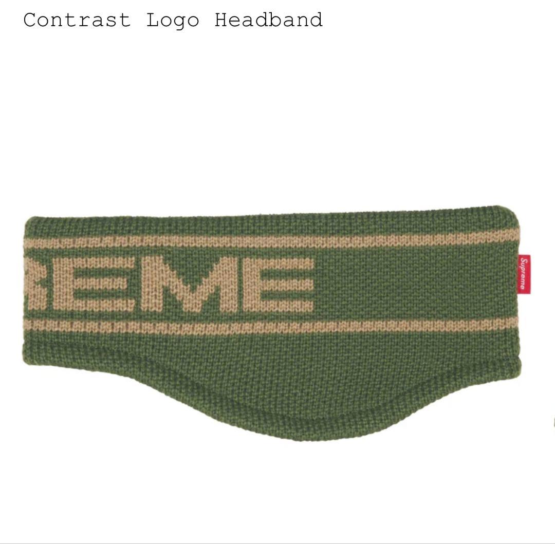 アクセサリー Supreme Contrast Logo Headband Olive