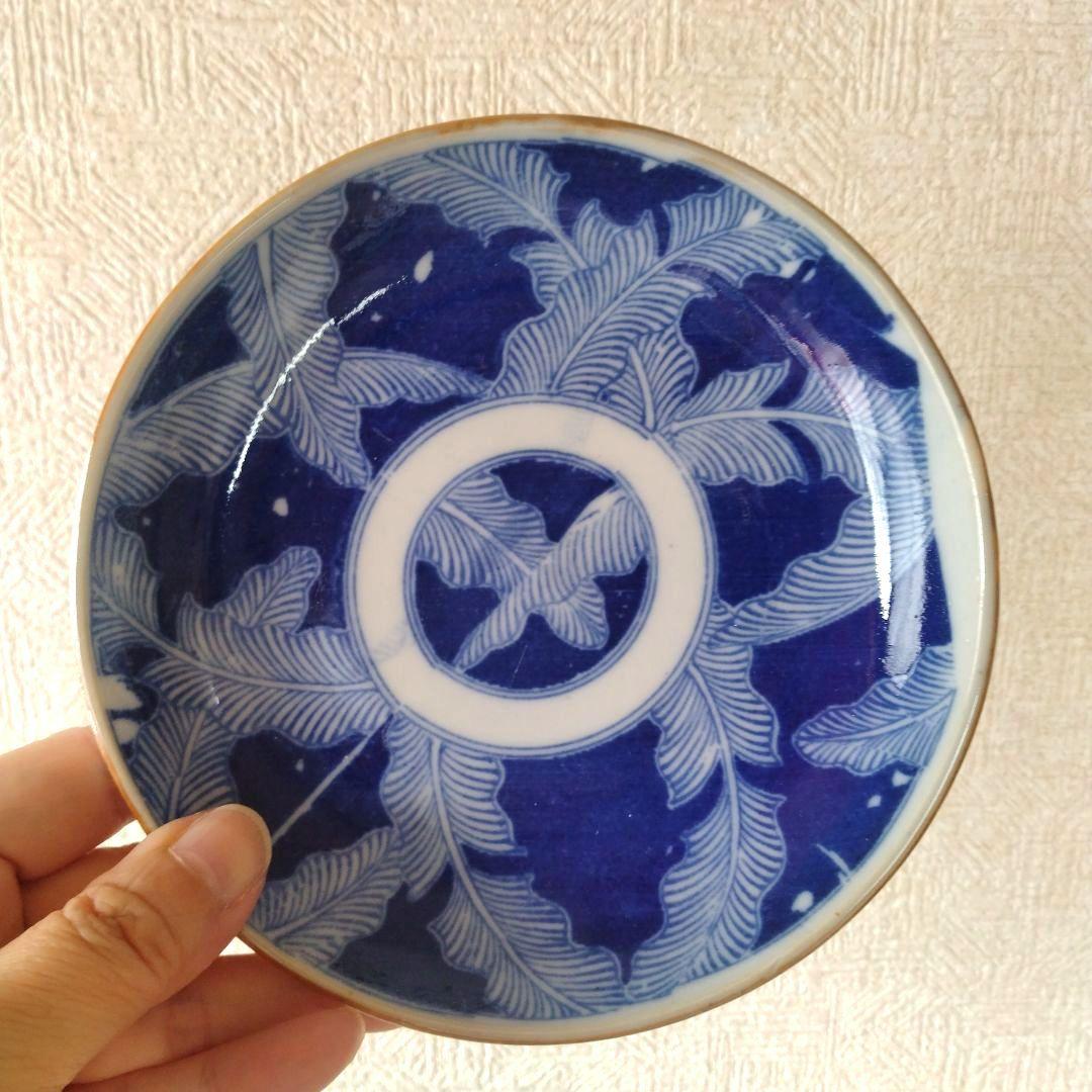 古伊万里明治印判芭蕉文平皿五客