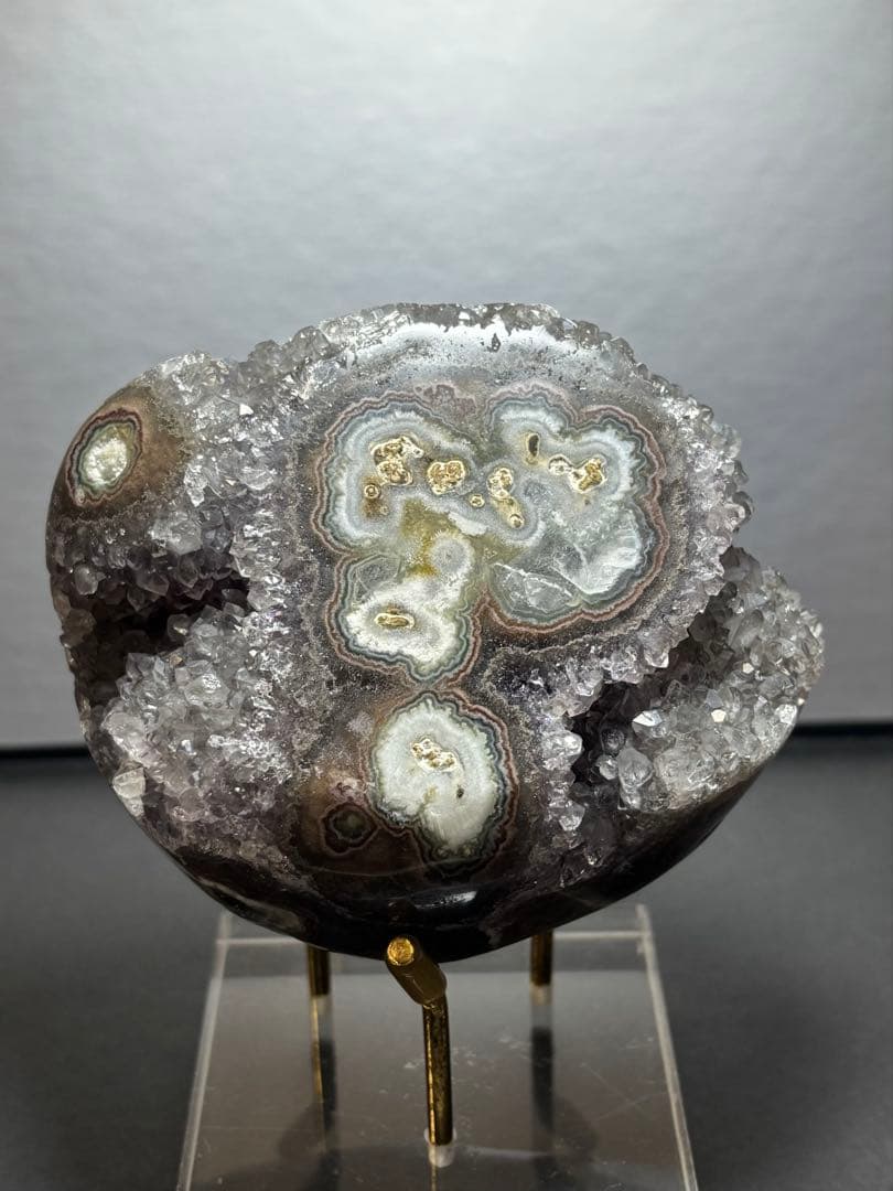 レア　ウルグアイ産　ドゥルージーアメジスト　スタラクタイトアイズ　383g