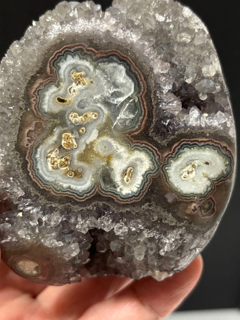 レア　ウルグアイ産　ドゥルージーアメジスト　スタラクタイトアイズ　383g