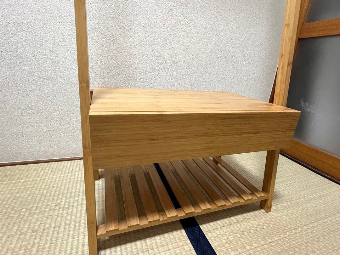 竹製ハンガーラック 引き出し付き
