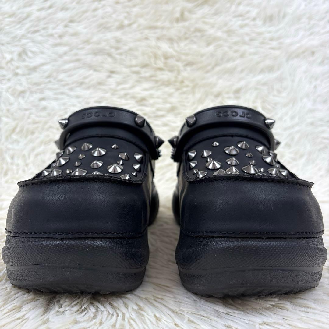 美品、crocs、クロックス、スタッズ、厚底、サンダル、黒