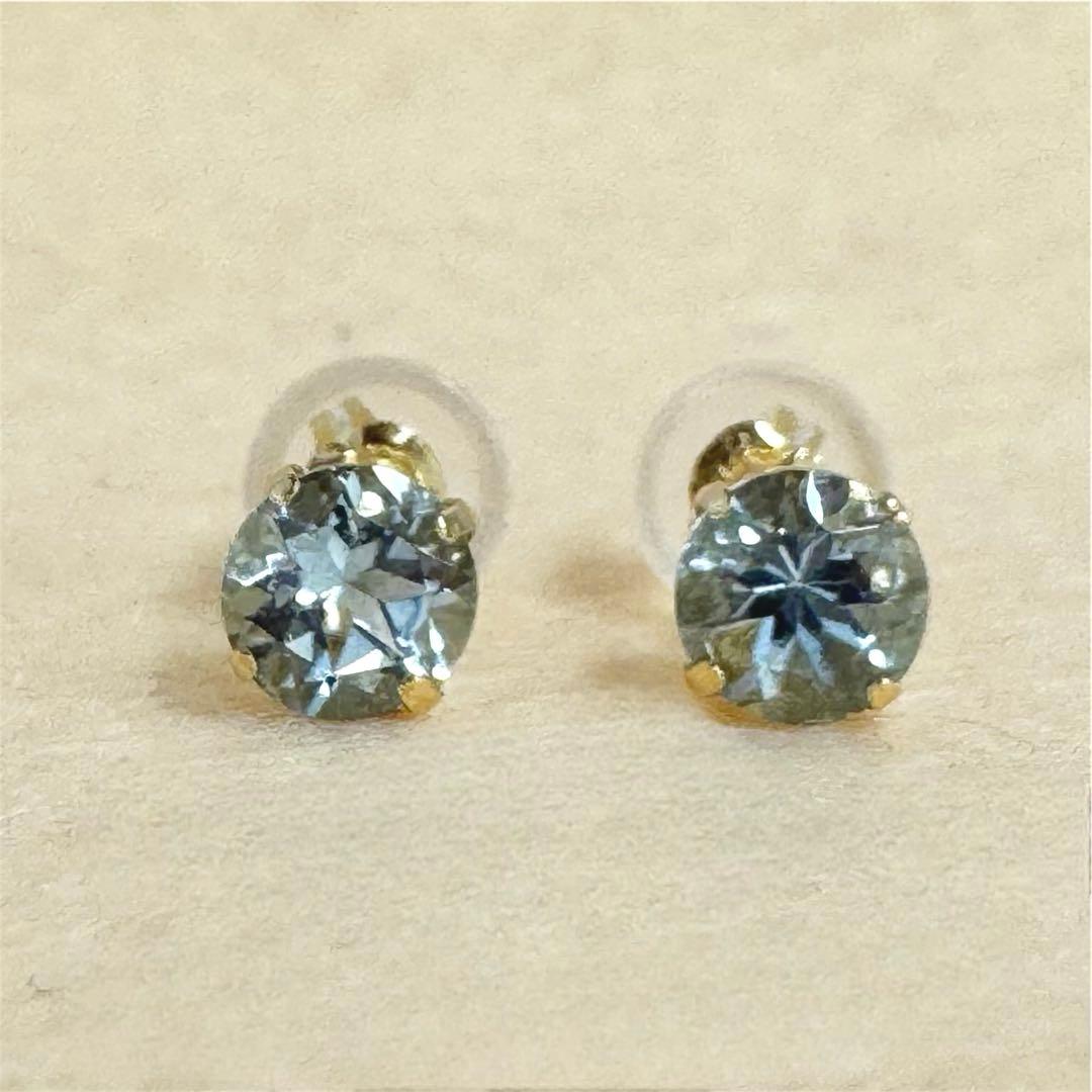 [お客] ◆新品◆ k18 アクアマリン　ピアス