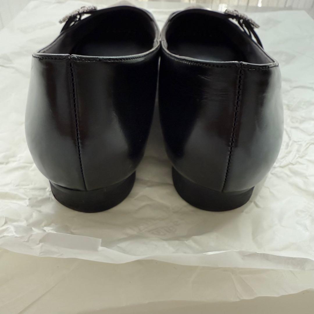 OHGAブラック フラット シューズ 23.5 ビジュー付き オーガ