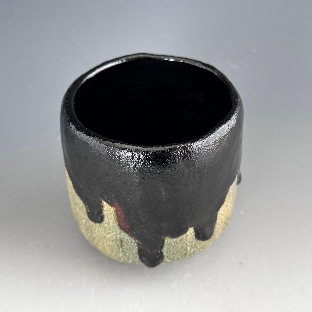 茶道具　黒　筒茶碗　三代　佐々木昭楽　共箱　京都　陶芸　楽焼　冬　抹茶　温かい