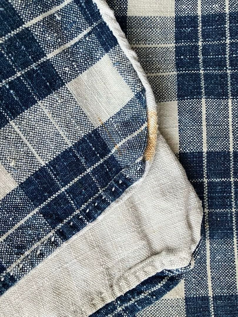 19世紀 フランス　アルザス　ケルシュ　リネン　インディゴ　クロス