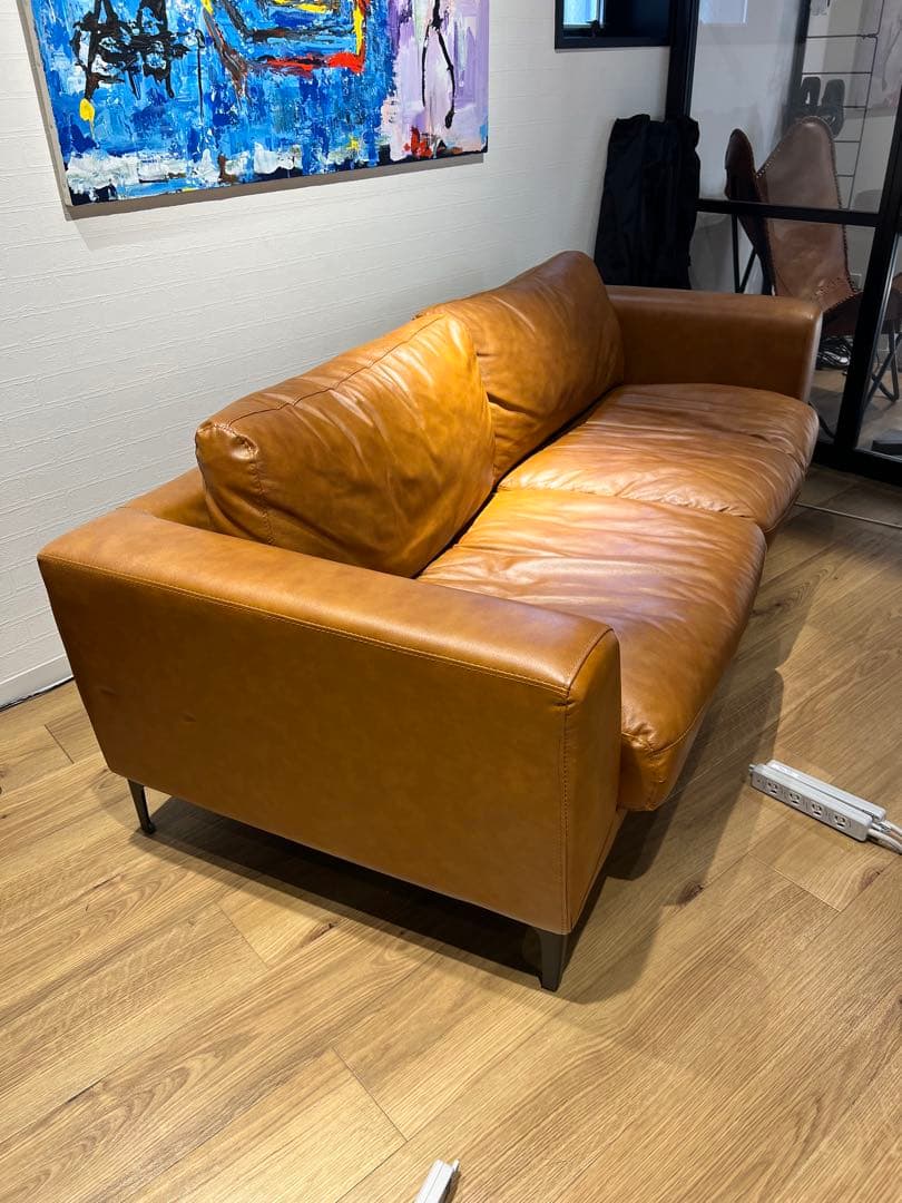 <値下げ中>NOCE ブラウンレザー 2.5人掛けソファ