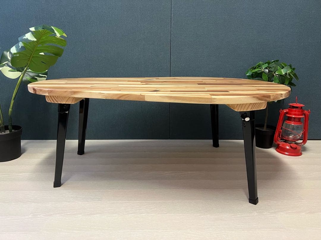 【送料無料】 ローテーブル だるま形 90cm 60cm アカシア 折りたたみ脚