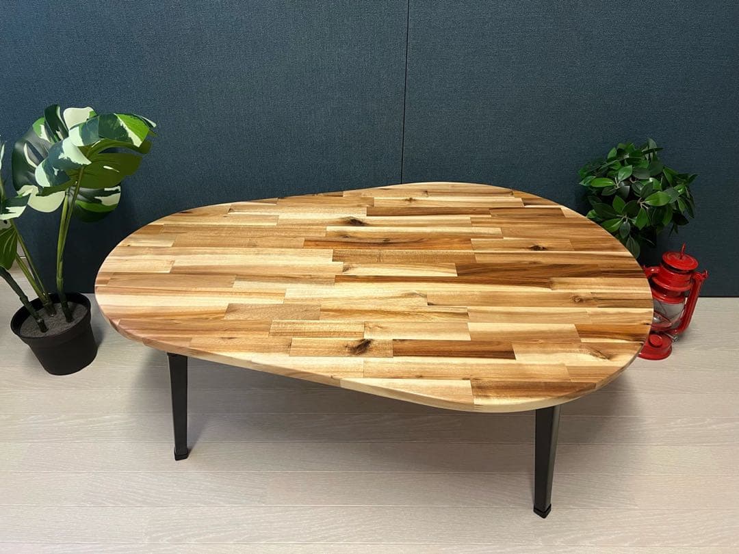 【送料無料】 ローテーブル だるま形 90cm 60cm アカシア 折りたたみ脚