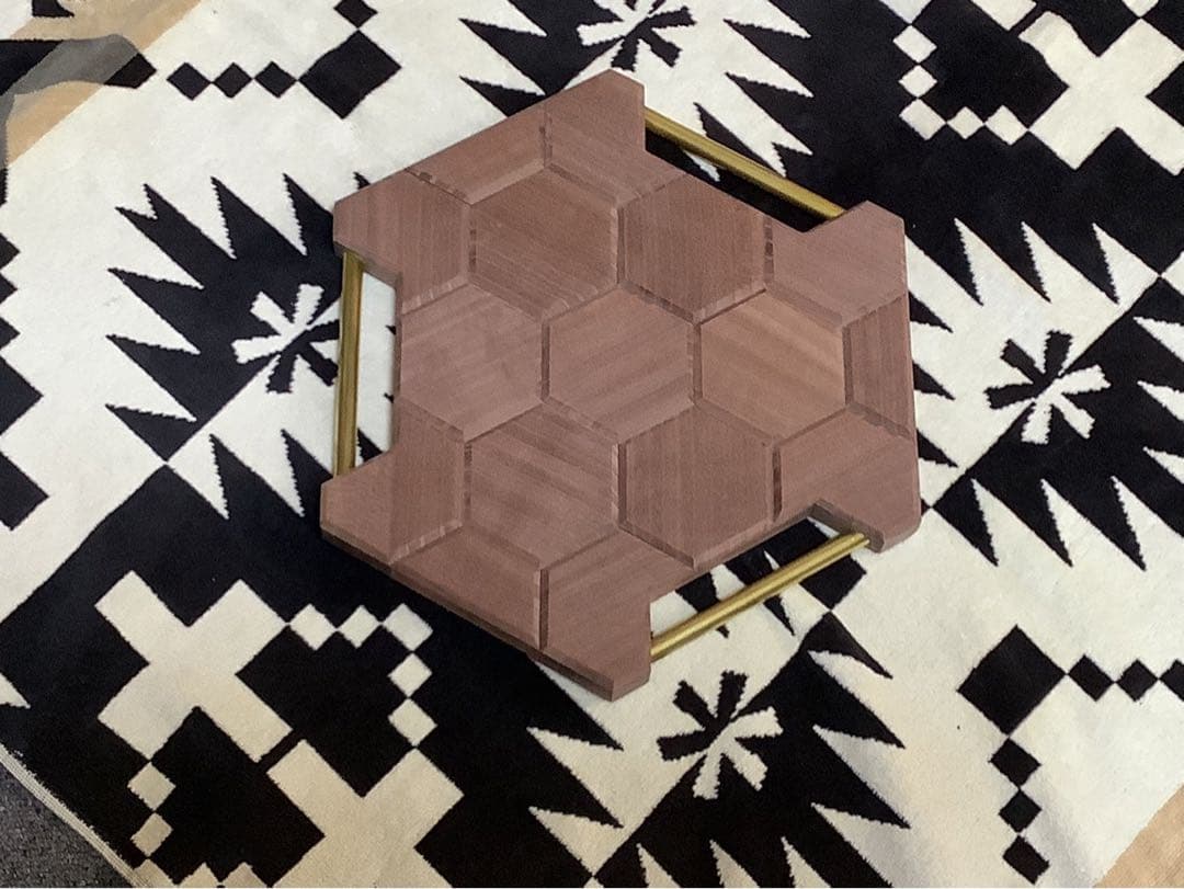 シェルフコンテナ25サイズ スライド開口天板三脚用テーブルヘキサゴン柄オーダー品