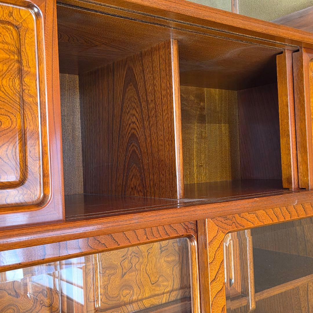 茶箪笥　欅　ケヤキ　和風収納棚 ガラス扉付き　アンティーク風　高さ約175㎝