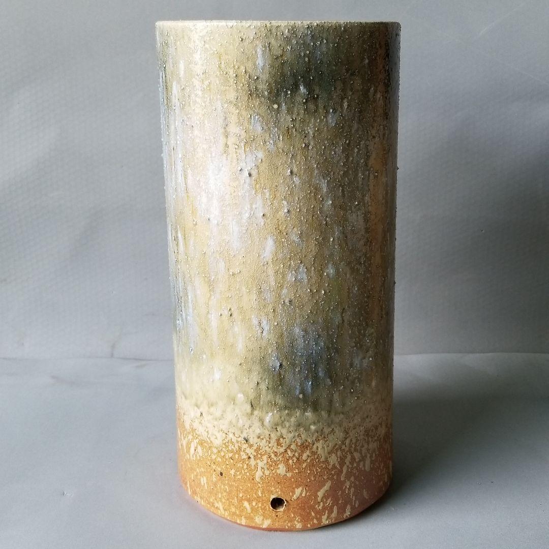 信楽焼 傘立て 青窯変クシ目 高さ４７cm