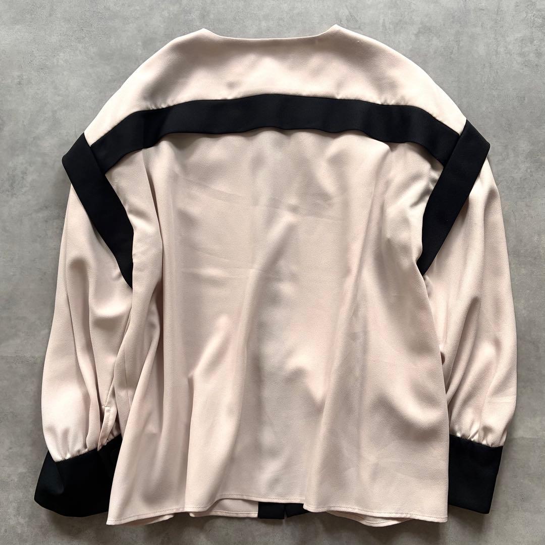 美品 アドーア バイカラー ジョーゼット ブラウス ライトベージュ 洗える 完売