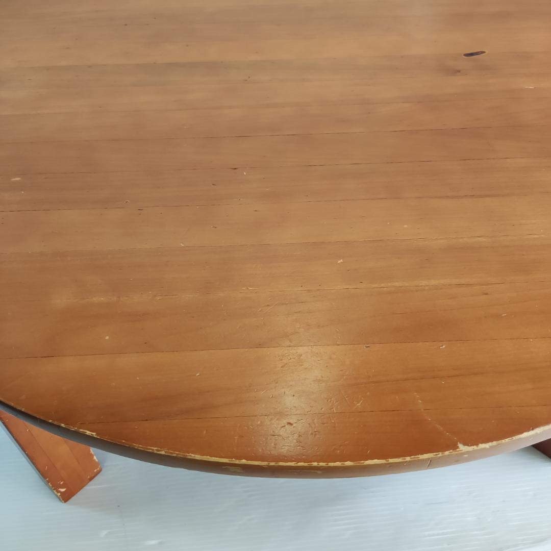 ちゃぶ台　レトロ　木製　円形座卓　茶色　小傷あり