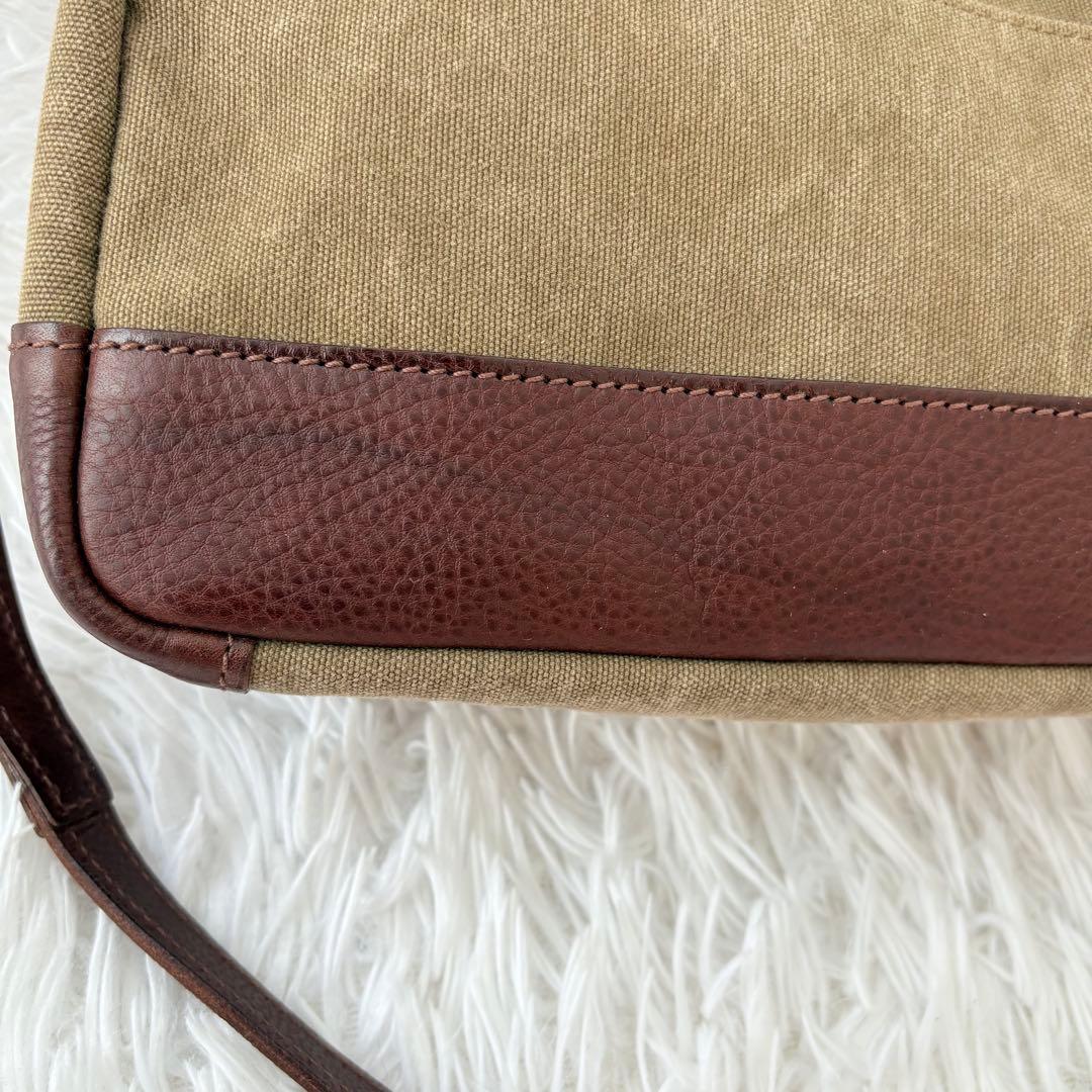 gentenゲンテンミモザ ベーシックショルダーバッグ カーキ ダークブラウン