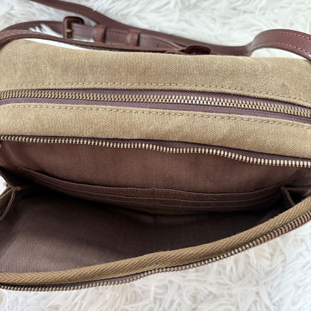 gentenゲンテンミモザ ベーシックショルダーバッグ カーキ ダークブラウン