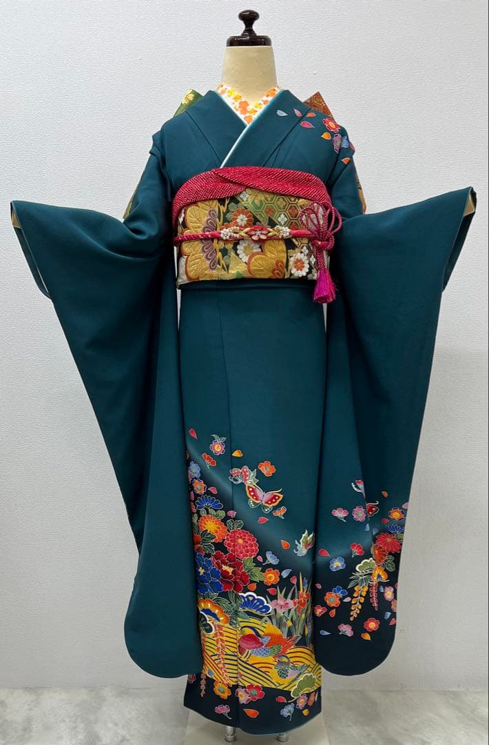 振り袖　フルセット　長襦袢付　落款入り　成人式　手描き　689