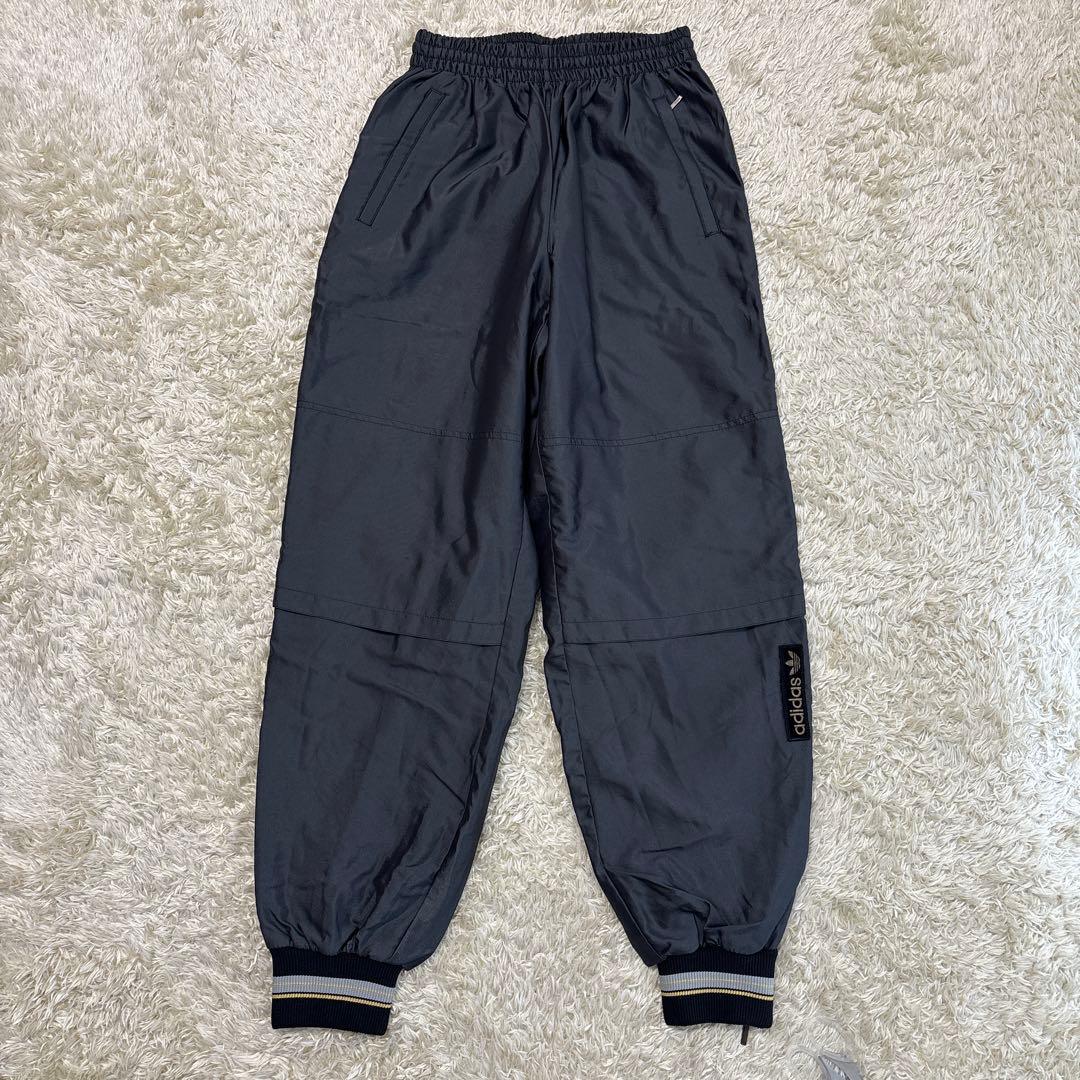 80-90s!アディダス★黒　M?◎テーパードナイロンボトム★