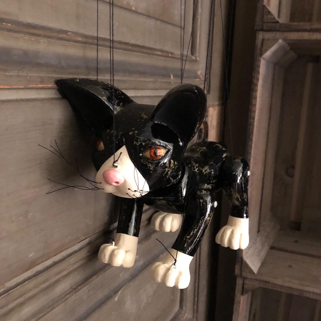 マリオネット　ネコ　ハチワレ　知育玩具