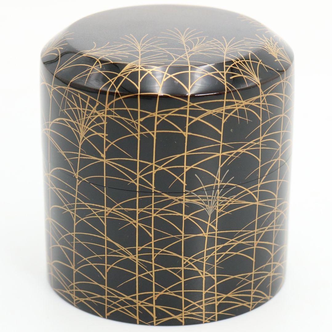 中村宗尹作 武蔵野蒔絵 面中次 内銀溜塗 薄茶器 茶道具 共箱　SB983