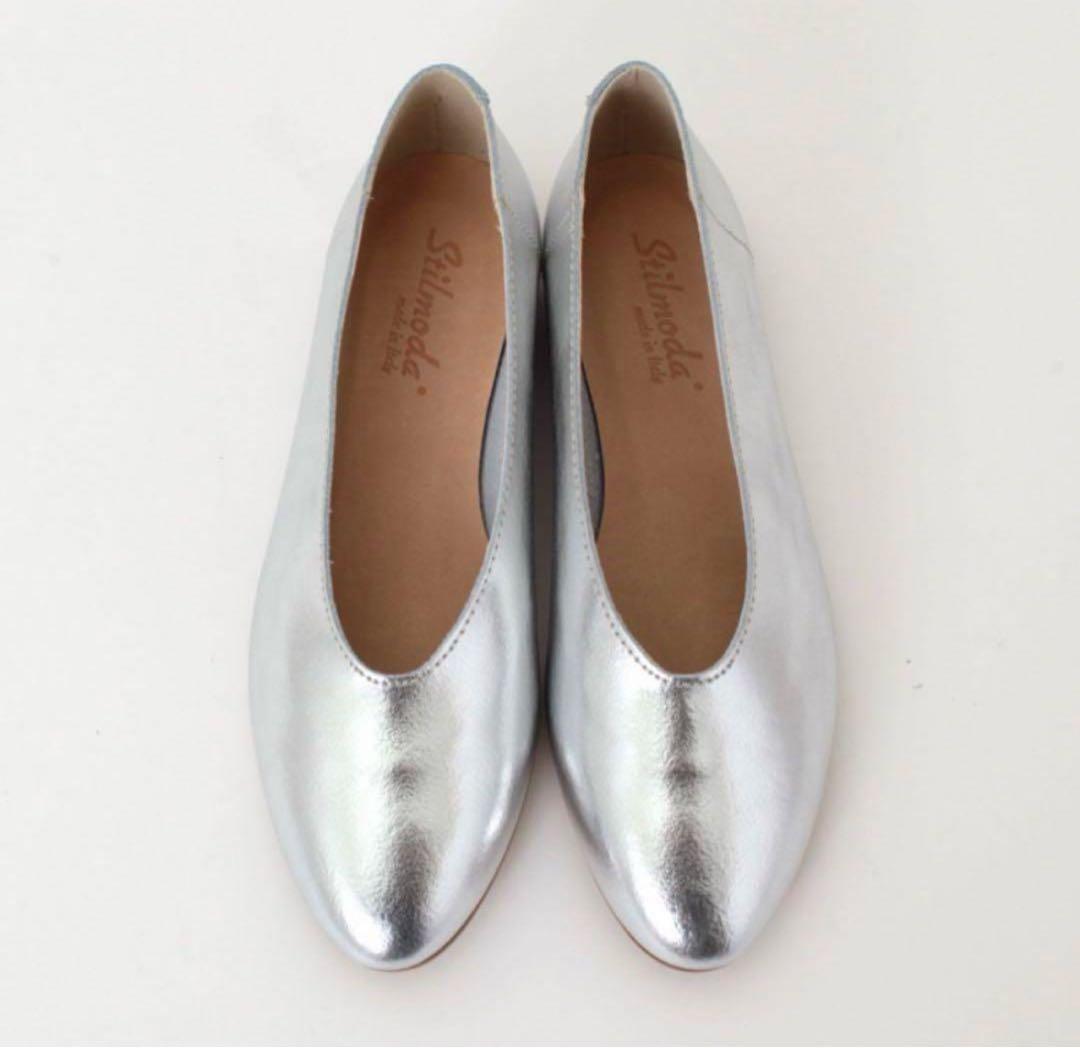 ◆美品◆Stilmoda ラウンドトゥパンプス フラットシューズ シルバー 39