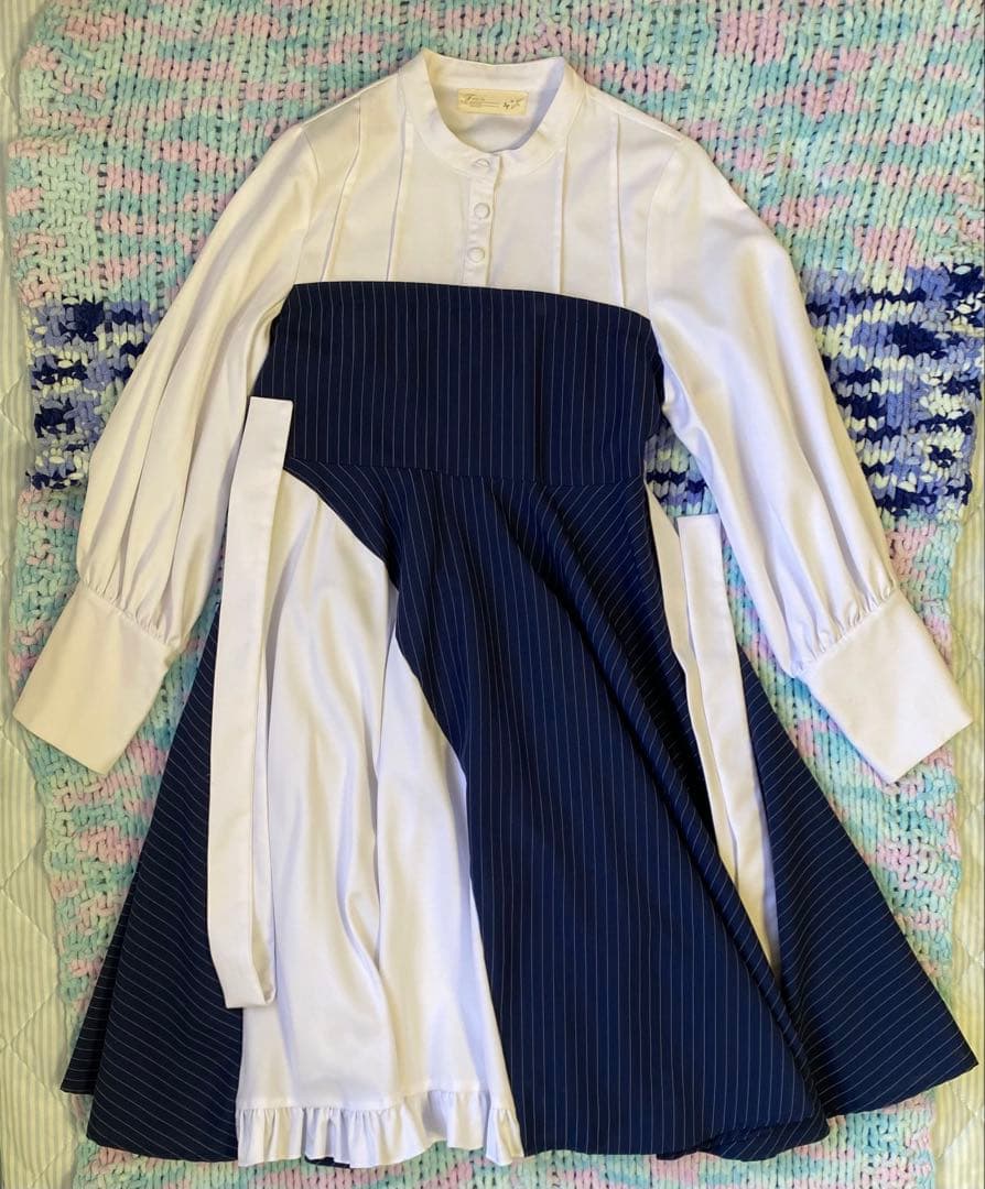 あ*い様 Favorite 猫目トヲルコラボ 長袖ワンピース ストライプ ミディ